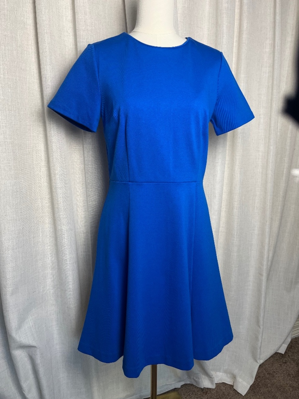 ANN TAYLOR- Short Sleeve Flare Hem Blue Dress - Size 8 - NWT